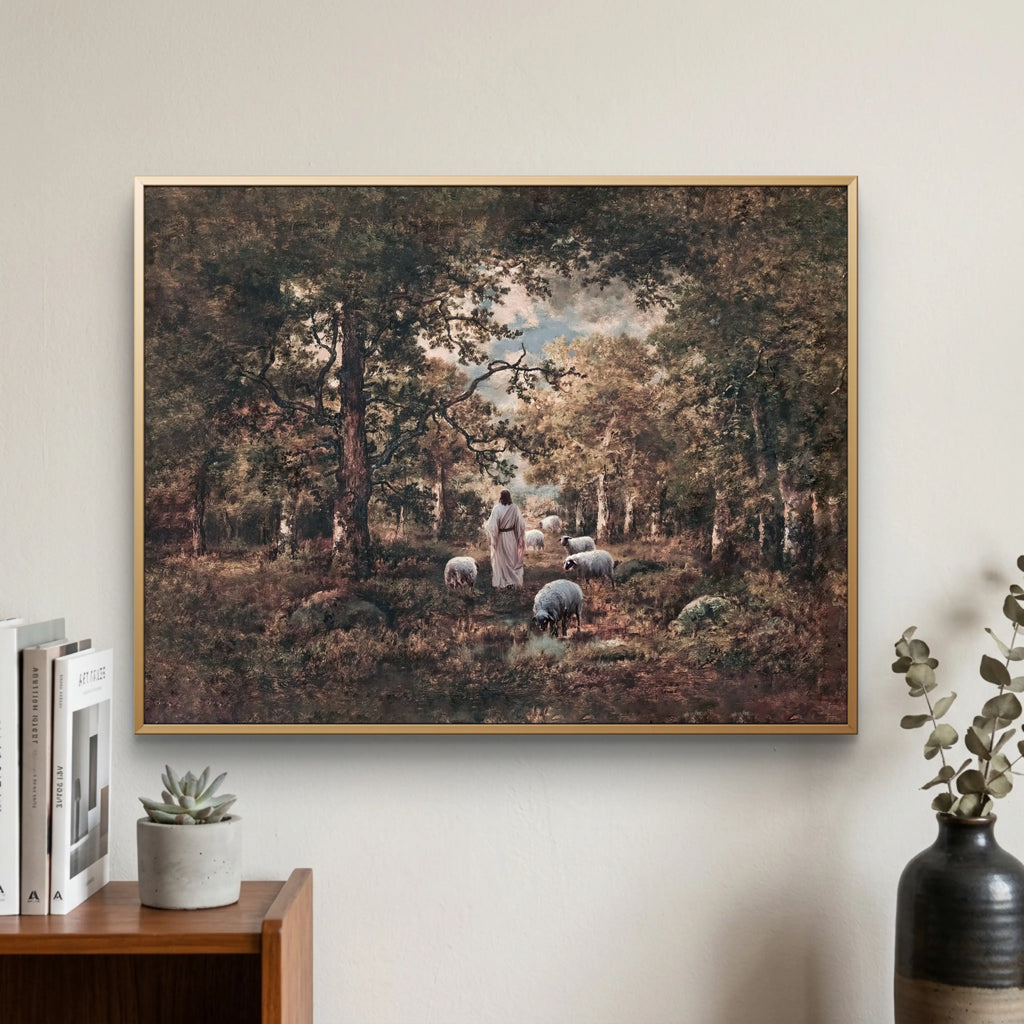 Shepherd and Sheep - Modern Christian Art  print
