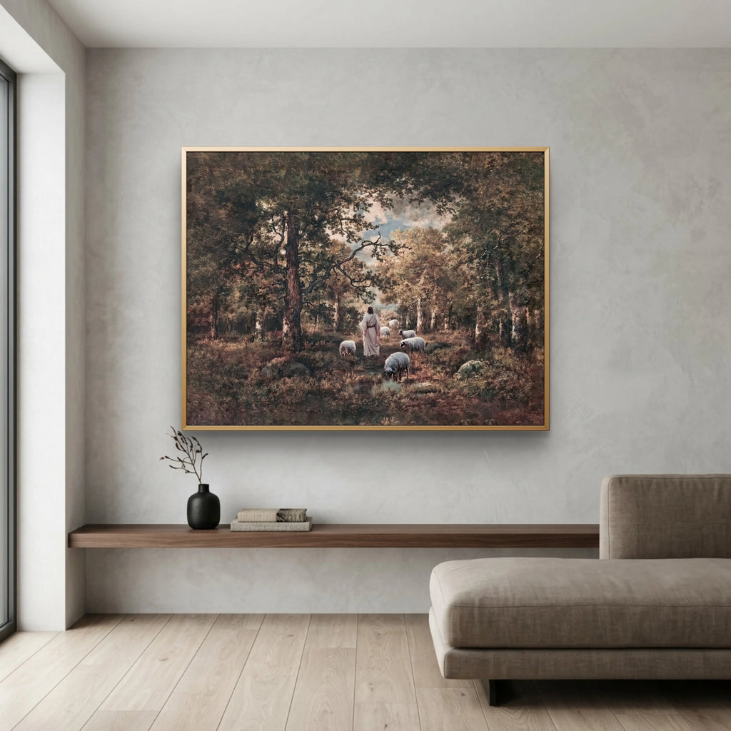 Shepherd and Sheep - Modern Christian Art  print