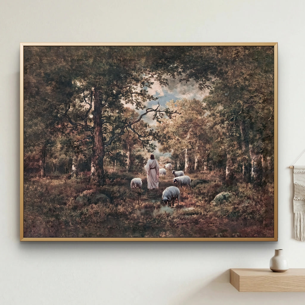 Shepherd and Sheep - Modern Christian Art  print