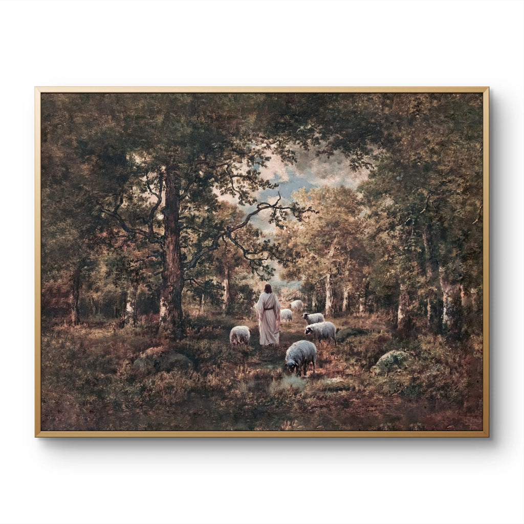 Shepherd and Sheep - Modern Christian Art  print