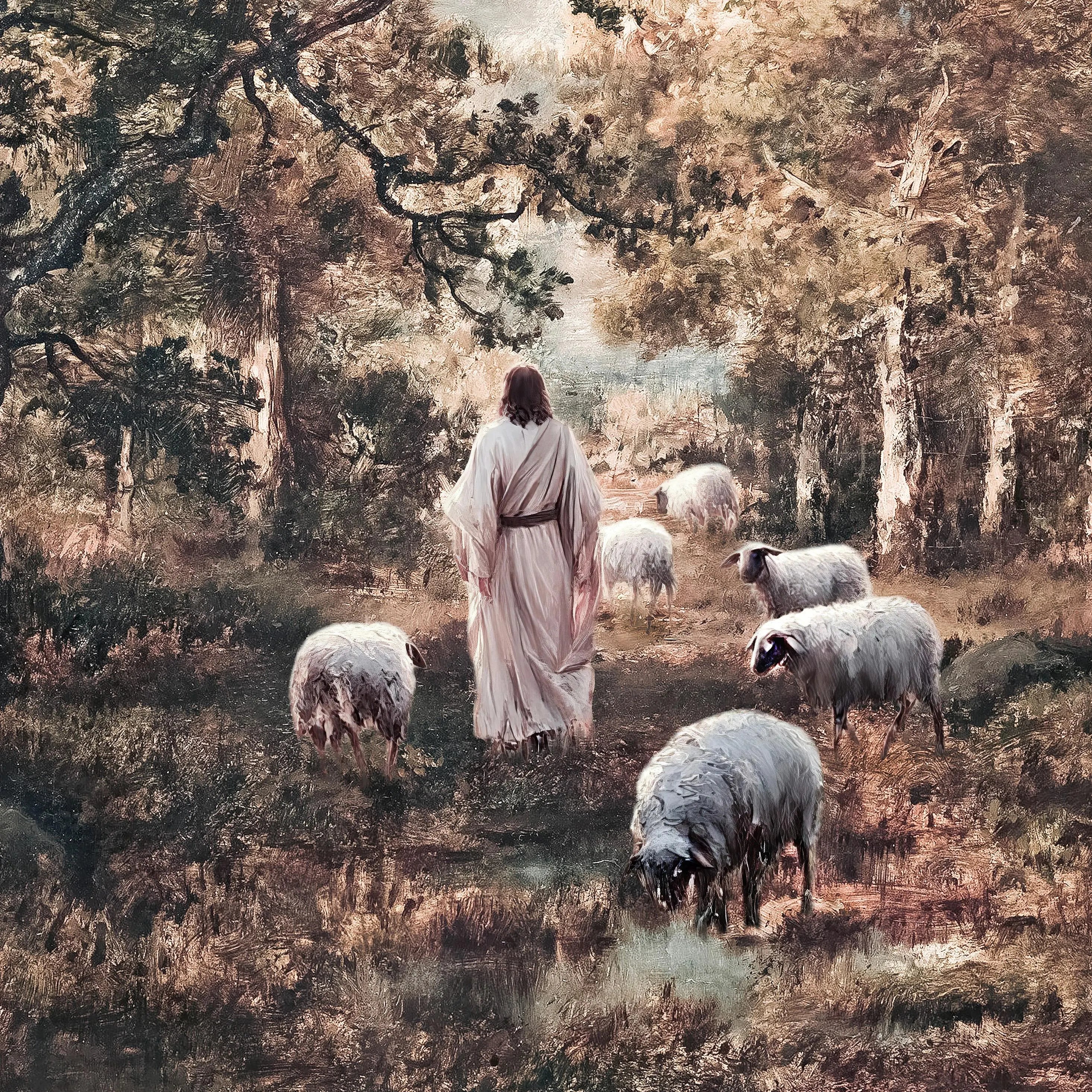 Shepherd and Sheep | Modern Christian Art Print